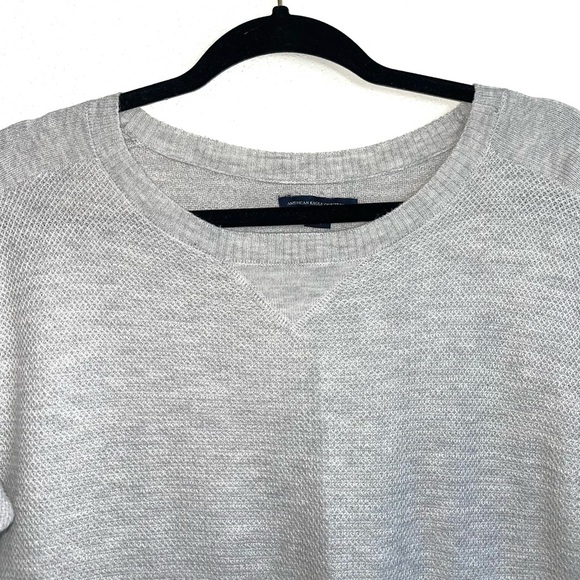 American Eagle Light Gray Waffle Knit Pullover Sweater Small Women’s - Picture 2 of 10